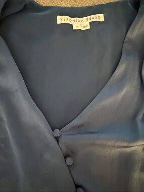 Veronica Beard Blue Silk-Look Top